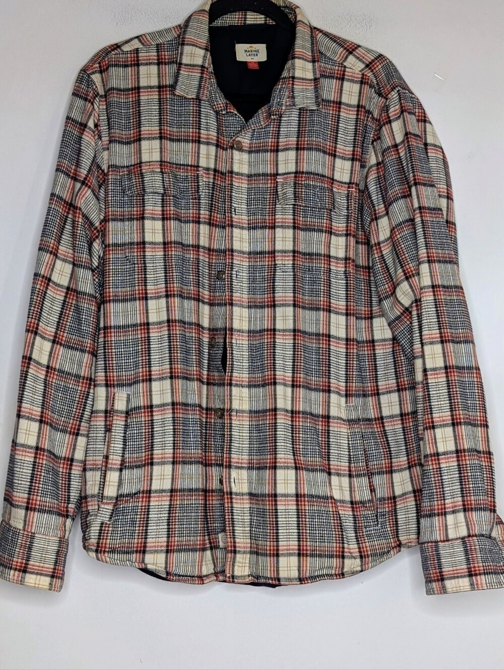 Marine Layer • Men's Plaid Shacket Red/White/Black size M/L